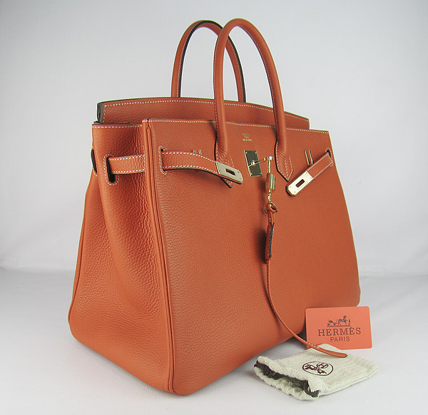 Replica Hermes Birkin 40CM Togo Bag Light Orange 6099 Online - Click Image to Close